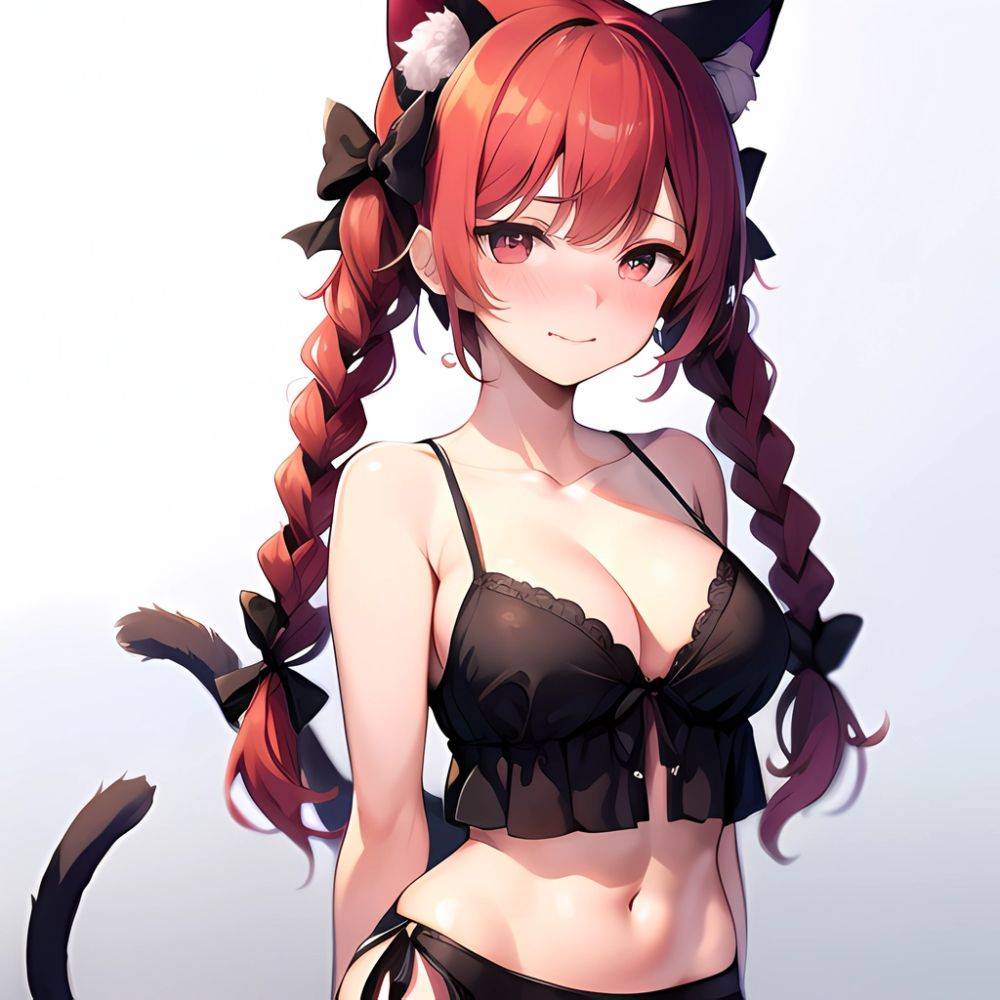 1girl Alternate Costume Animal Ear Fluff Animal Ears Arms Behind Back Bare Shoulders Black Bow Black Ribbon Blush Bow Braid, 3004761862 - AIHentai - #main