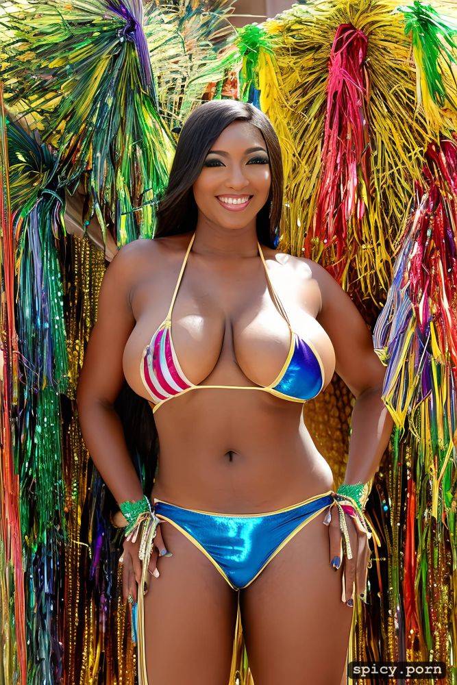 color portrait, huge natural boobs, 21 yo beautiful performing mardi gras street dancer - #main