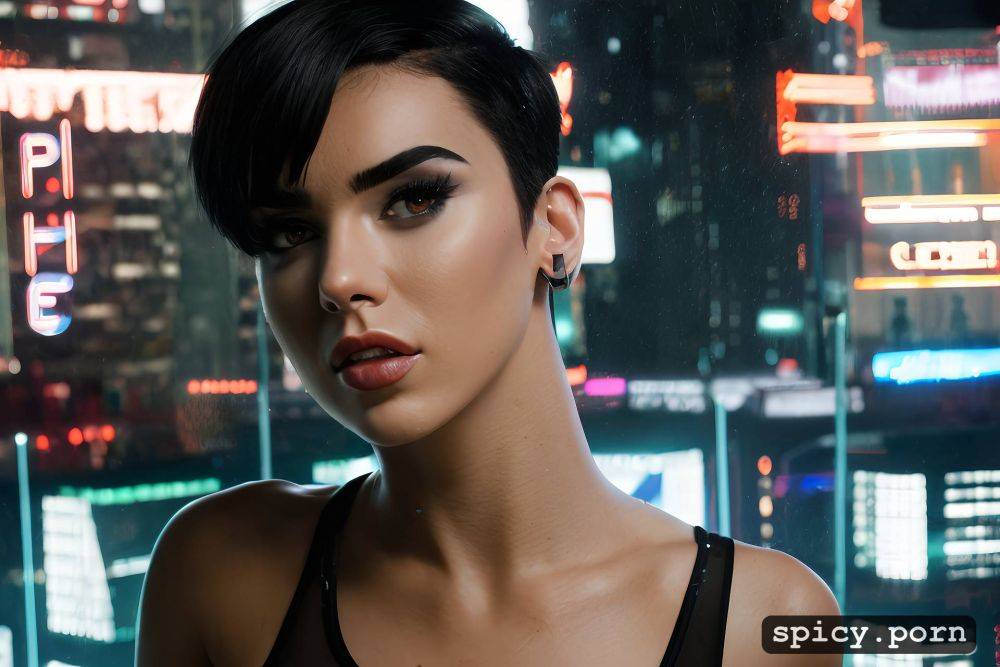 dua lipa, short straight black hair, cumshot, fit body, 18 years old - #main