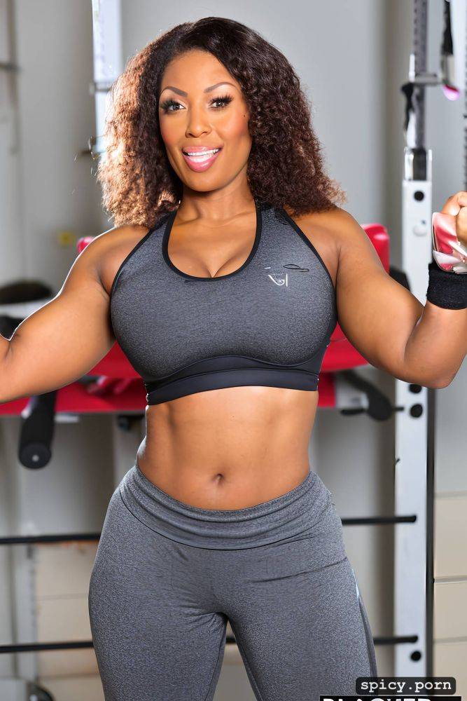 athletic body1 5, curly hair, selfie, slim frame1 5, in gym - #main