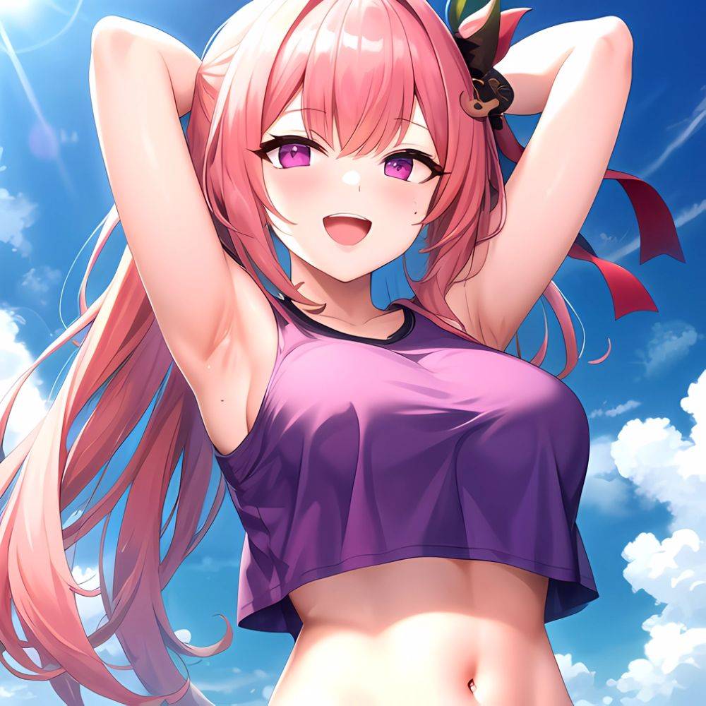 1girl D Absurdres Armpits Arms Behind Head Azur Lane Blush Breasts Bremerton Azur Lane Crop Top Highres Large Breasts Looking, 680112372 - AIHentai - #main