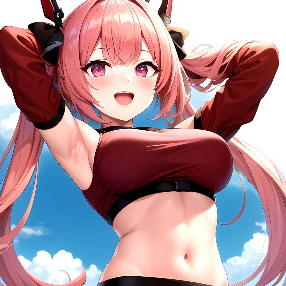1girl D Absurdres Armpits Arms Behind Head Azur Lane Blush Breasts Bremerton Azur Lane Crop Top Highres Large Breasts Looking, 759802498 - AIHentai - #main