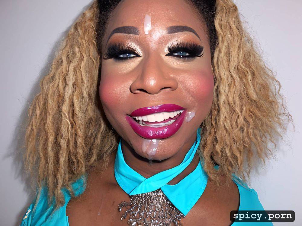 blonde frenchbraid, botox facial blue lipstick, black chyna - #main