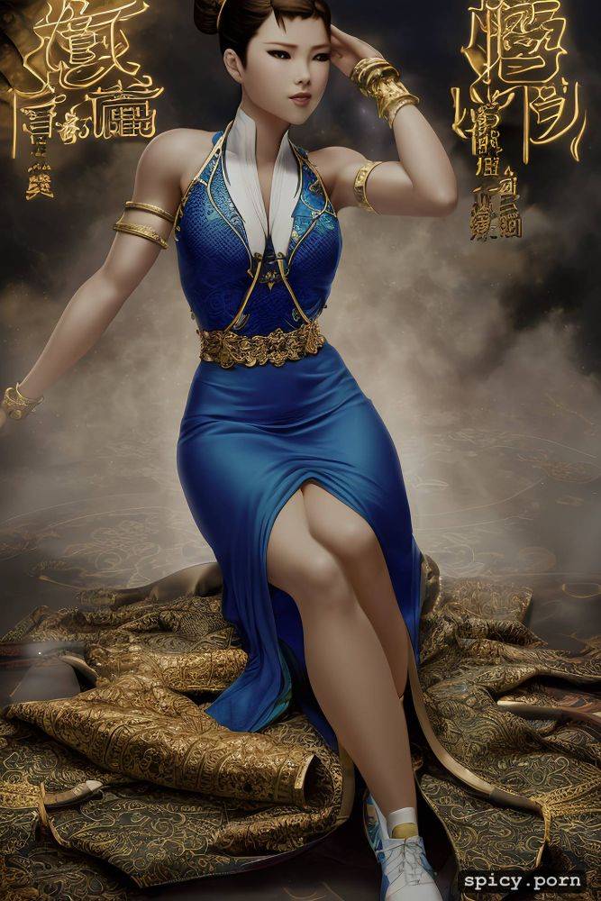 smokey eyes, kick, shaolin kung fu, shoulderless jumpsuit, long dark blue dress - #main