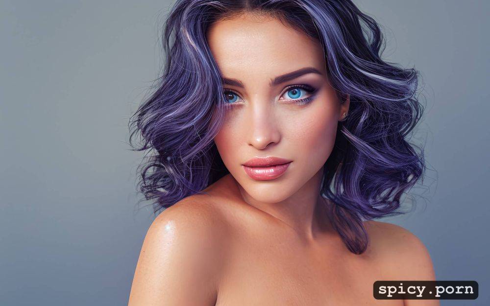 retrowave colours hair, brunette hair, 18 years, beautiful face - #main