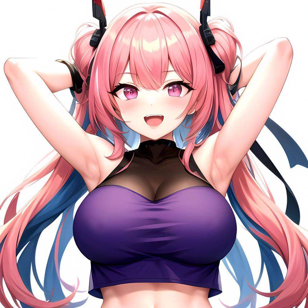 1girl D Absurdres Armpits Arms Behind Head Azur Lane Blush Breasts Bremerton Azur Lane Crop Top Highres Large Breasts Looking, 3801863133 - AIHentai - #main