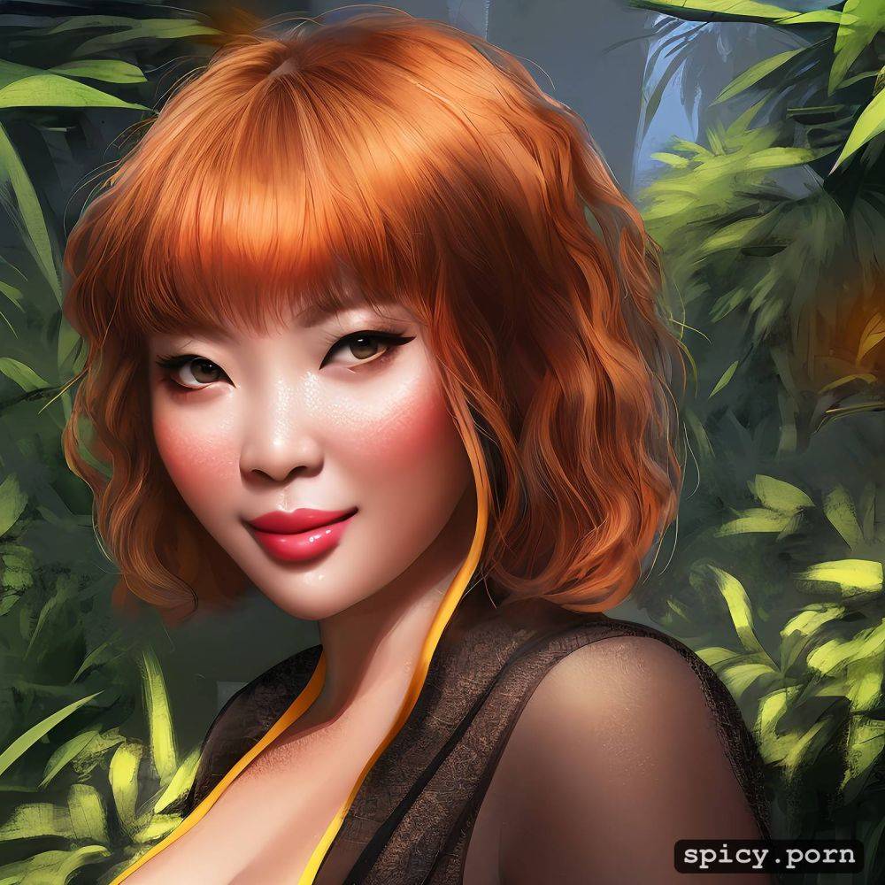perfect face, chubby body, chinese lady, portrait, jungle, 60s - #main