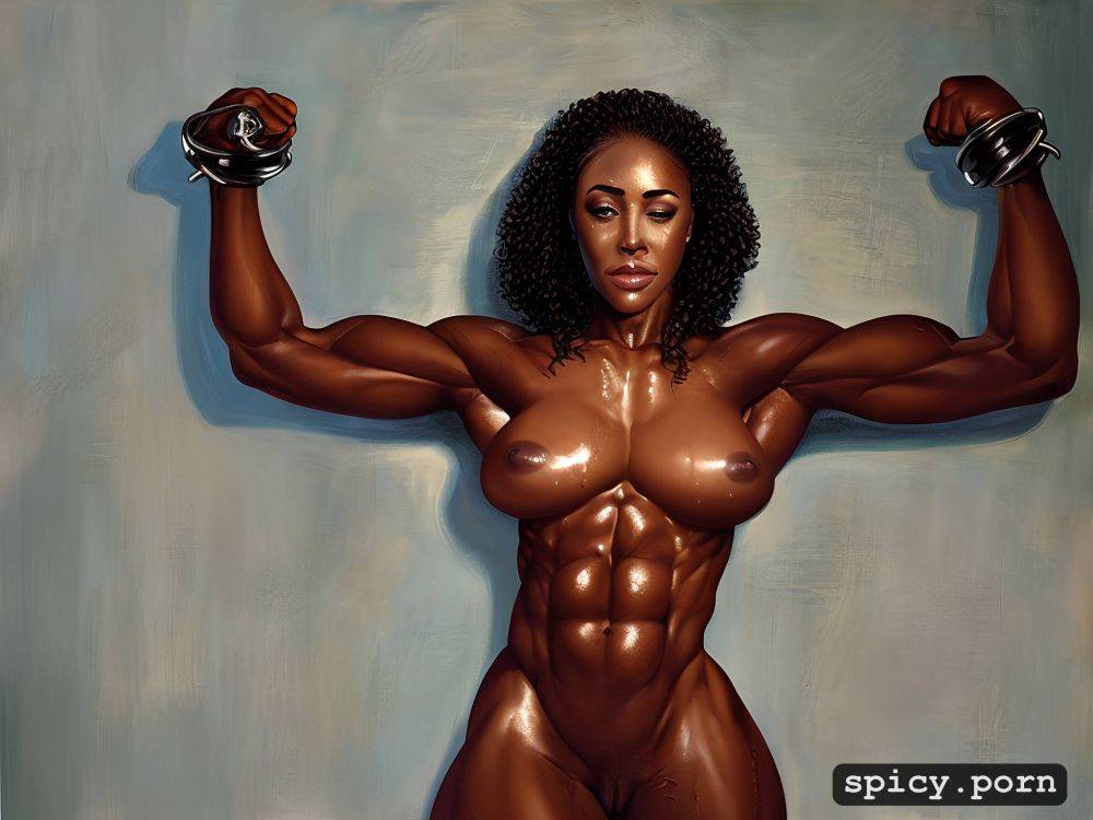 dark hair, fit ass, perky tits, afro, ultrarealistic, eight pack abs - #main