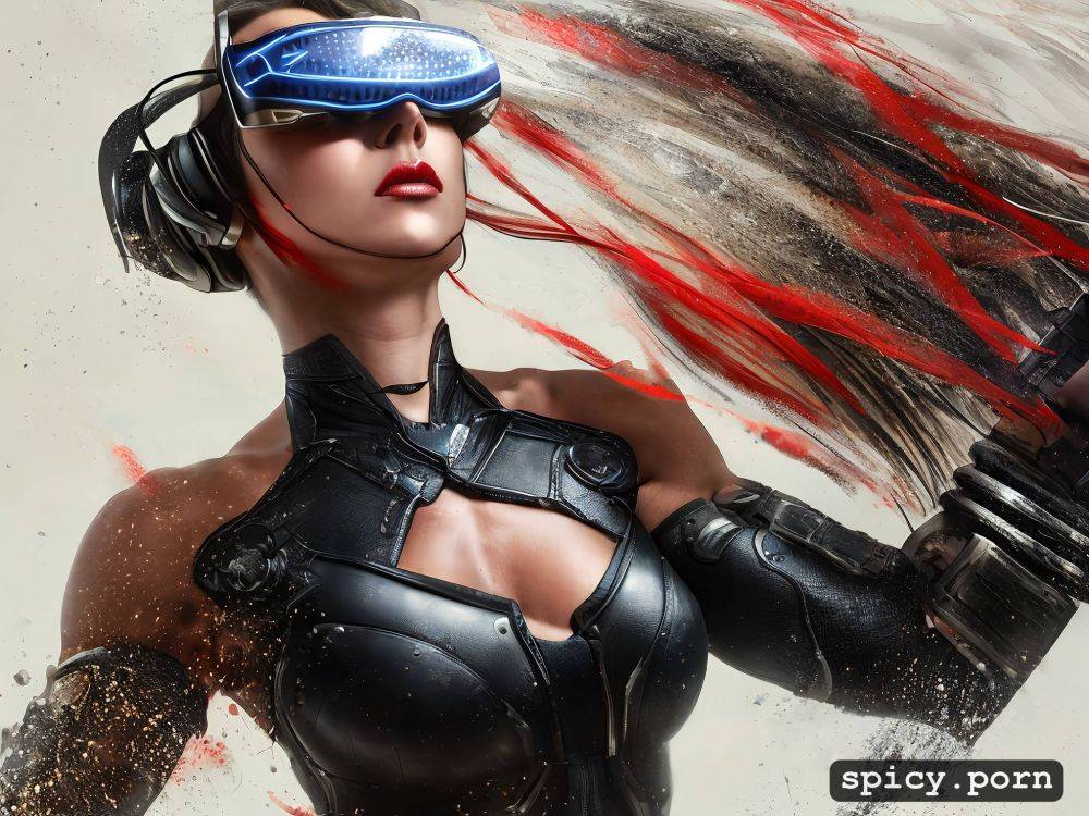 athletic body, centered, sexy and strong female warrior, wearing headphones - #main