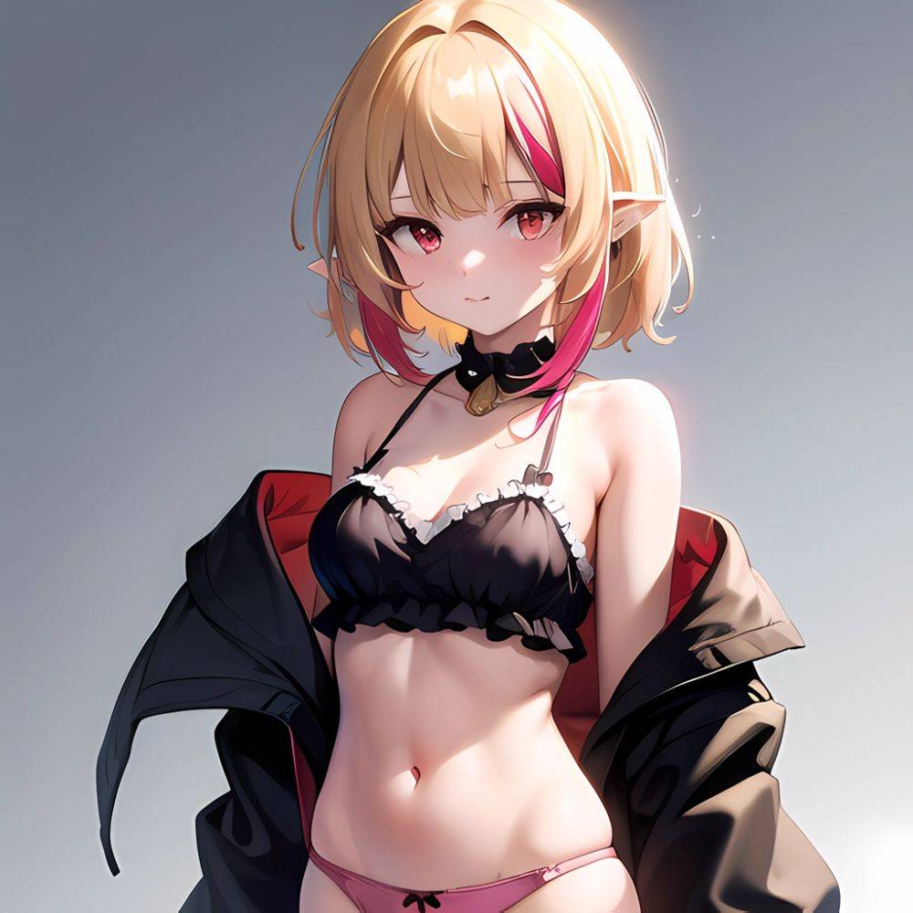 1girl Blonde Hair Frilled Panties Frills Highres Hip Bones Looking At Viewer Makaino Ririmu Multicolored Hair Navel Nijisanji No, 841989761 - AIHentai - #main