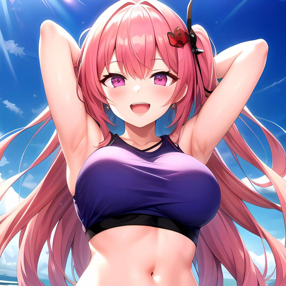 1girl D Absurdres Armpits Arms Behind Head Azur Lane Blush Breasts Bremerton Azur Lane Crop Top Highres Large Breasts Looking, 3541807141 - AIHentai - #main