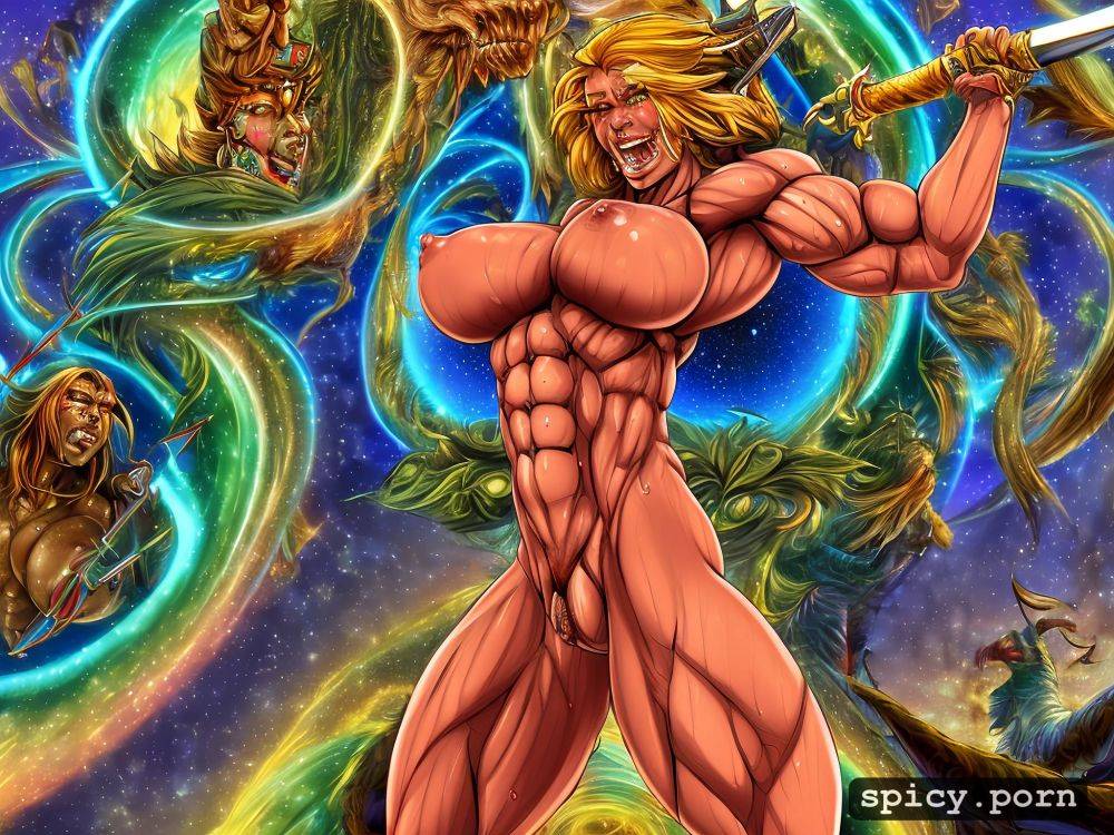 sword, scar, amazone, realistic, masterpiece, strength effort - #main
