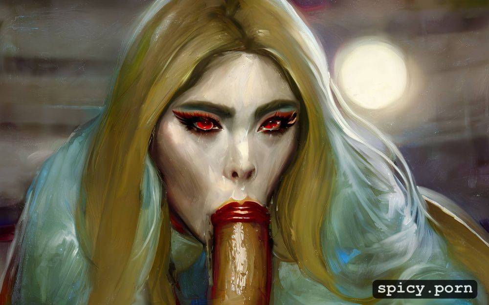 eyes wide open, satisfied look as she drinks the cum down her throat - #main