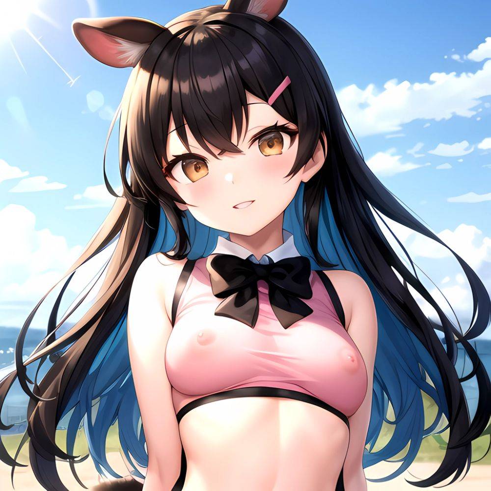 1girl Aardvark Kemono Friends Animal Ears Bare Shoulders Black Bow Black Bowtie Black Hair Bow Bowtie Breasts Brown Eyes Cropped, 278792491 - AIHentai - #main