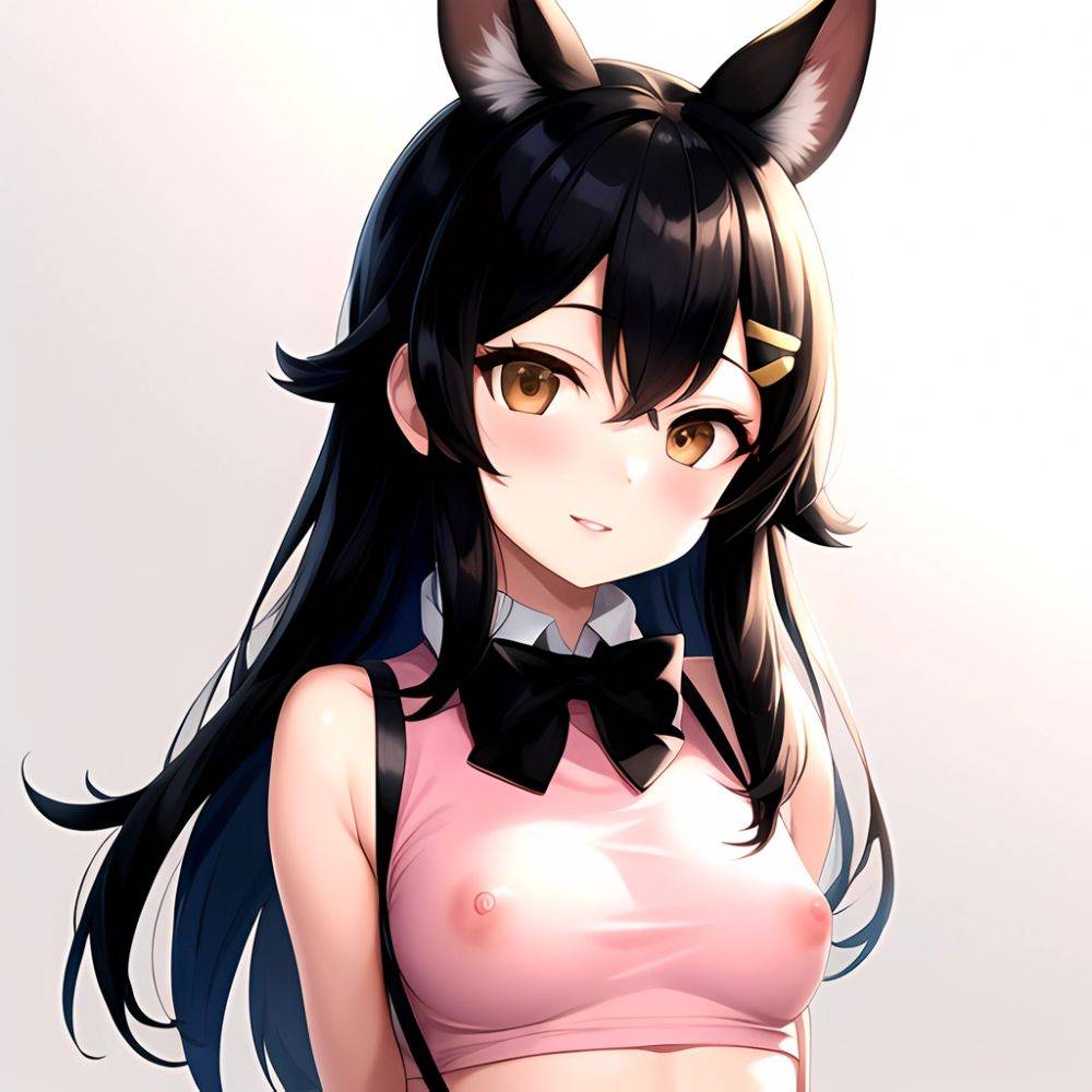 1girl Aardvark Kemono Friends Animal Ears Bare Shoulders Black Bow Black Bowtie Black Hair Bow Bowtie Breasts Brown Eyes Cropped, 52956472 - AIHentai - #main