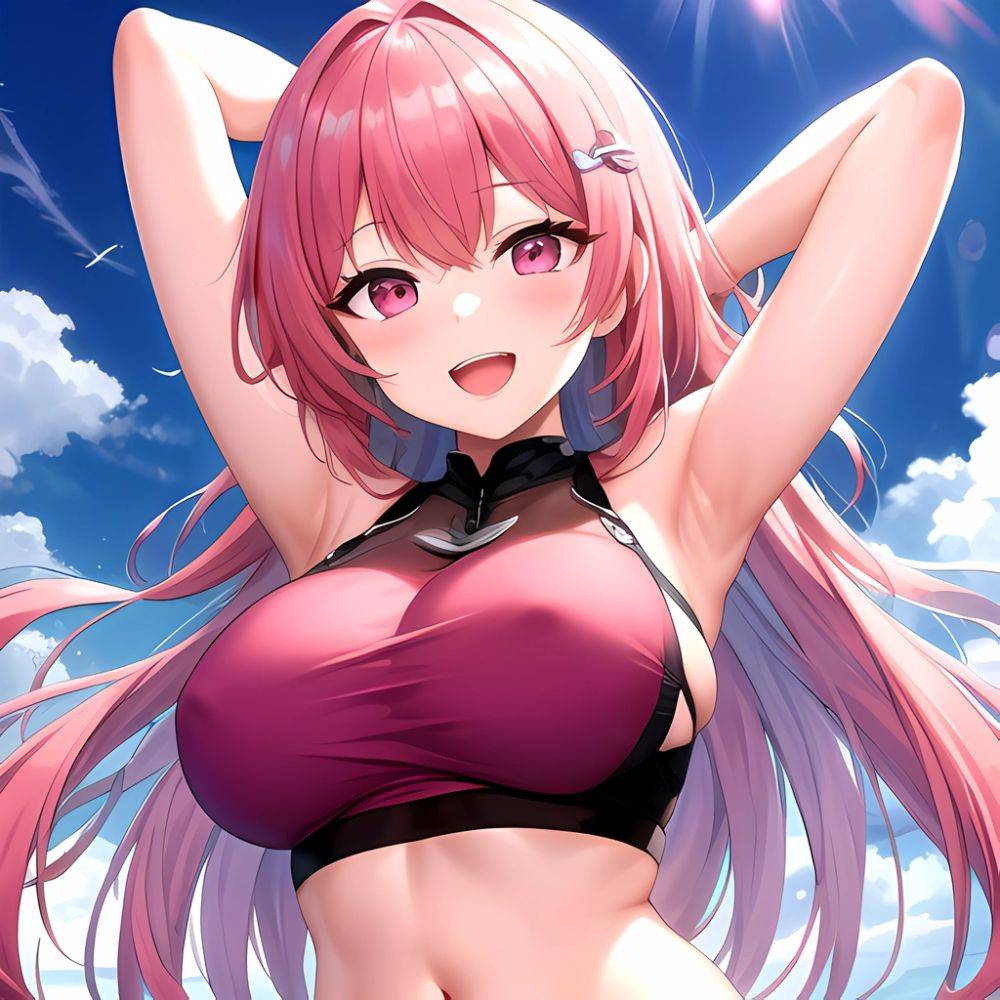 1girl D Absurdres Armpits Arms Behind Head Azur Lane Blush Breasts Bremerton Azur Lane Crop Top Highres Large Breasts Looking, 904670118 - AIHentai - #main