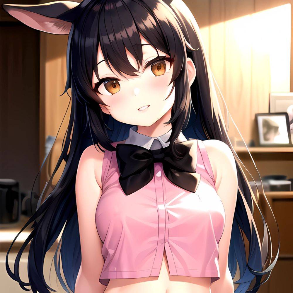 1girl Aardvark Kemono Friends Animal Ears Bare Shoulders Black Bow Black Bowtie Black Hair Bow Bowtie Breasts Brown Eyes Cropped, 544164130 - AIHentai - #main