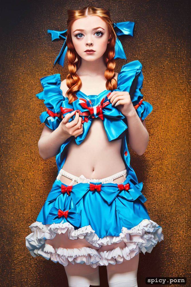 sadie sink, blue frilly dress, lydia deetz, cute young face - #main