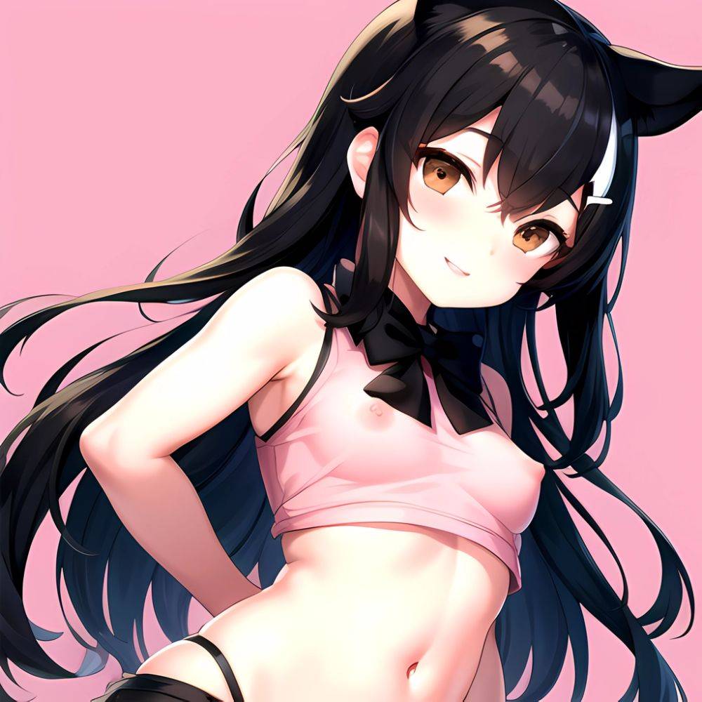 1girl Aardvark Kemono Friends Animal Ears Bare Shoulders Black Bow Black Bowtie Black Hair Bow Bowtie Breasts Brown Eyes Cropped, 1295983679 - AIHentai - #main