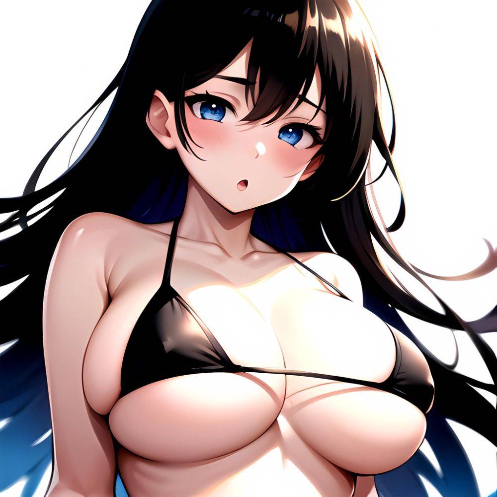 1girl O Absurdres Bikini Black Bikini Black Hair Blue Eyes Breasts Cleavage Collarbone Commentary Request Highres Large Breasts, 4050624092 - AIHentai - #main