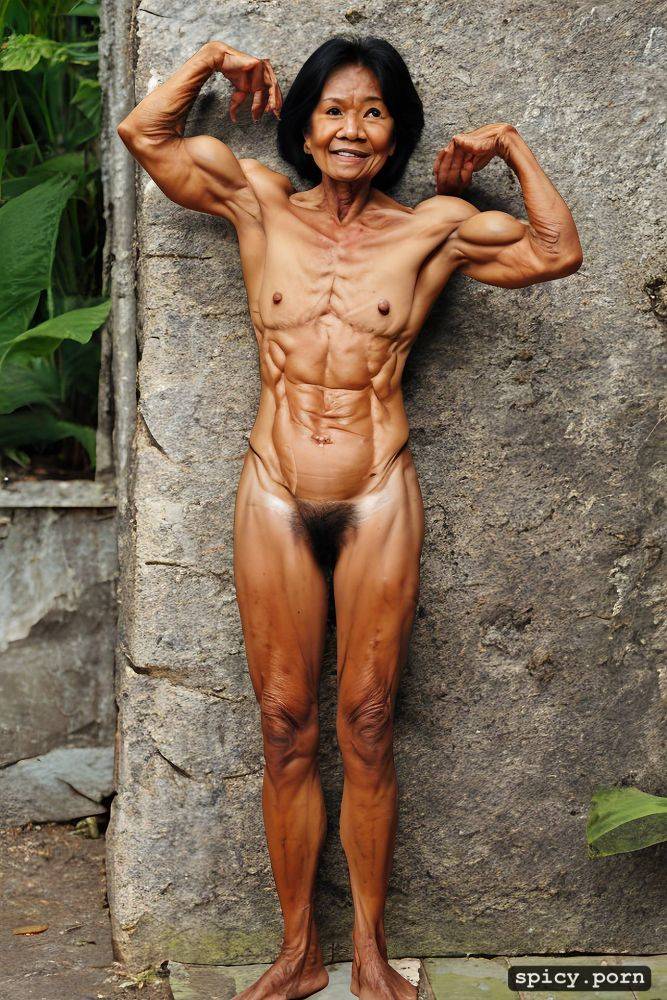 hairy pubis, thai, skinny body, visible from head to toes, muscular arms - #main