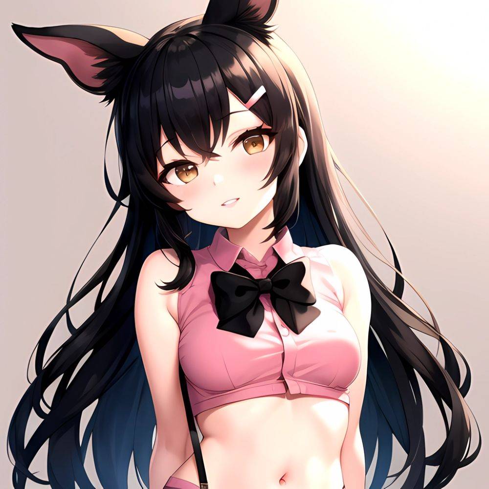 1girl Aardvark Kemono Friends Animal Ears Bare Shoulders Black Bow Black Bowtie Black Hair Bow Bowtie Breasts Brown Eyes Cropped, 1470292768 - AIHentai - #main
