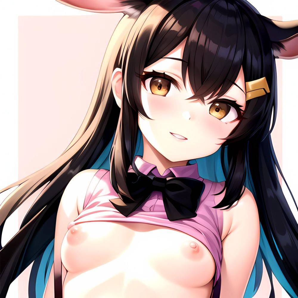 1girl Aardvark Kemono Friends Animal Ears Bare Shoulders Black Bow Black Bowtie Black Hair Bow Bowtie Breasts Brown Eyes Cropped, 4278309843 - AIHentai - #main