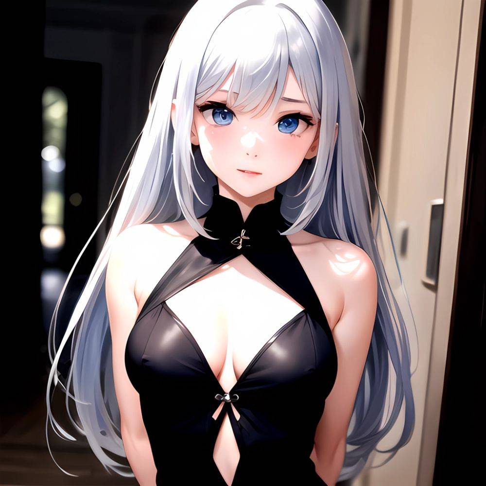 1girl Sexy Blue Eyes Silver Hair Arms Behind Back Facing The Camera Looking At The Camera, 3190778111 - AIHentai - #main