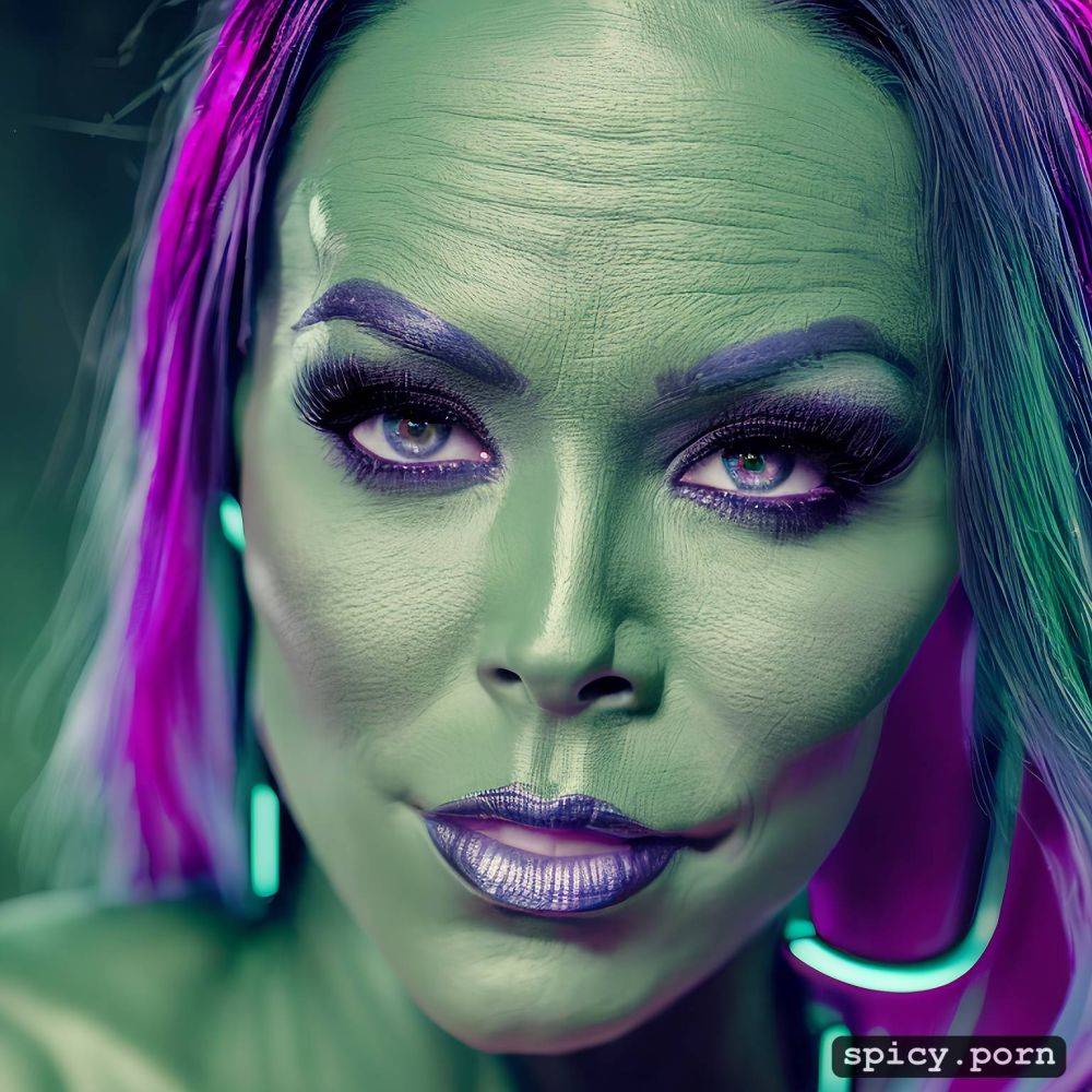 highly detailed glossy eyes, gamora, three way, cinematic lighting - #main
