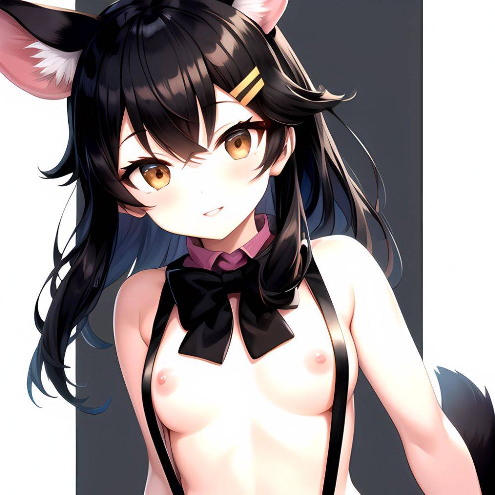 1girl Aardvark Kemono Friends Animal Ears Bare Shoulders Black Bow Black Bowtie Black Hair Bow Bowtie Breasts Brown Eyes Cropped, 3294220785 - AIHentai - #main