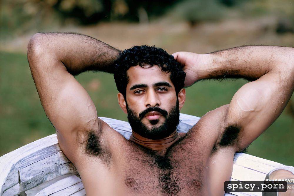 arms up, sweat body sweat wet, big erect penis, showing hairy armpits - #main