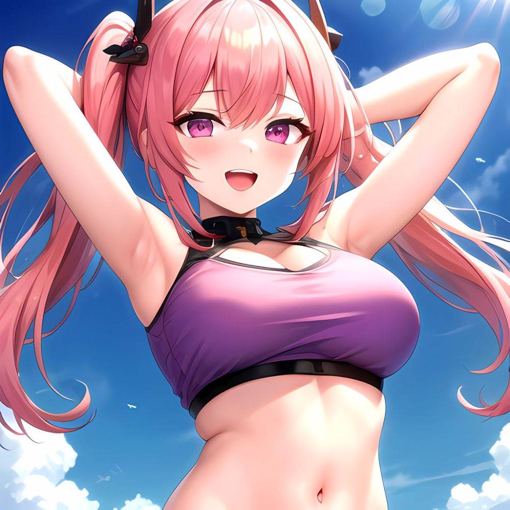 1girl D Absurdres Armpits Arms Behind Head Azur Lane Blush Breasts Bremerton Azur Lane Crop Top Highres Large Breasts Looking, 2002744066 - AIHentai - #main