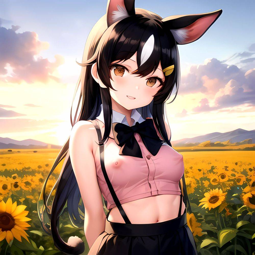 1girl Aardvark Kemono Friends Animal Ears Bare Shoulders Black Bow Black Bowtie Black Hair Bow Bowtie Breasts Brown Eyes Cropped, 2892295175 - AIHentai - #main