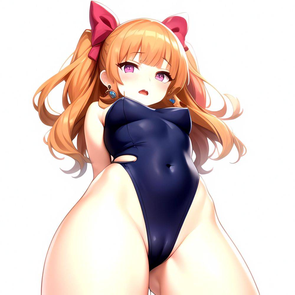 1girl Akazutsumi Momoko Blunt Bangs Bow Covered Navel Earrings Female Focus From Below Hair Bow Hyper Blossom Kndhentai Leotard, 986092713 - AIHentai - #main
