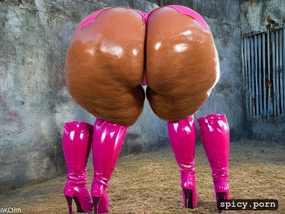 high quality, chubby, pink latex panties, huge fat ass, shiny oiled ass - #main