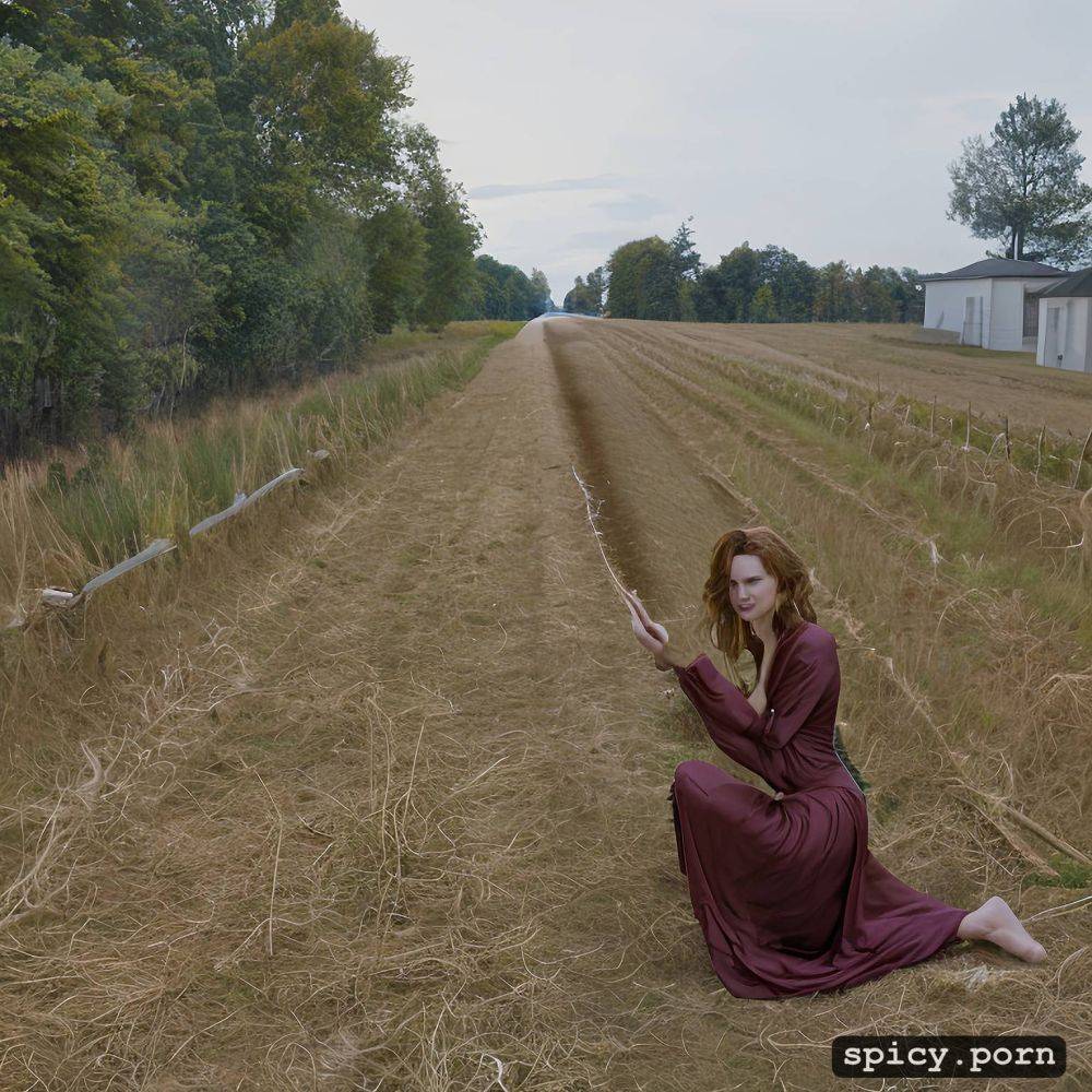 gypsy lady, year 1983 historically as exact as possible, squatting spreading naked in the middle of a vegetable market in a big hall in bremen and taking a big leak and shitting on a big - #main