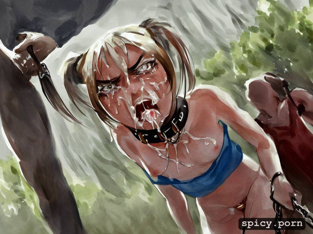 super skinny, cute face, sharp focus, realistic, facing giant dick in - #main