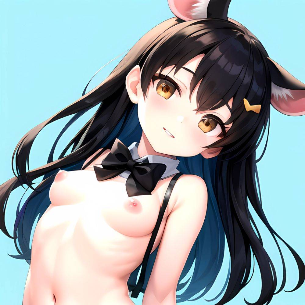 1girl Aardvark Kemono Friends Animal Ears Bare Shoulders Black Bow Black Bowtie Black Hair Bow Bowtie Breasts Brown Eyes Cropped, 3707714210 - AIHentai - #main