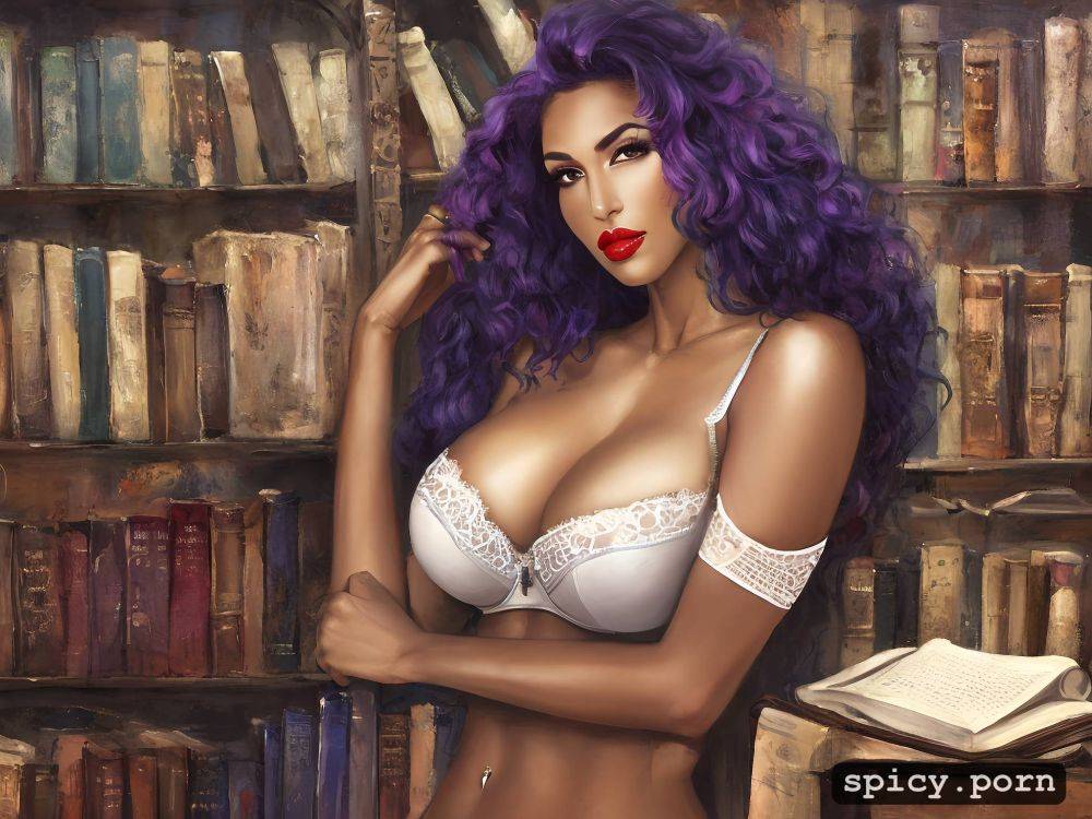 pretty face, skinny body, exotic woman, bra, library, comprehensive cinematic - #main