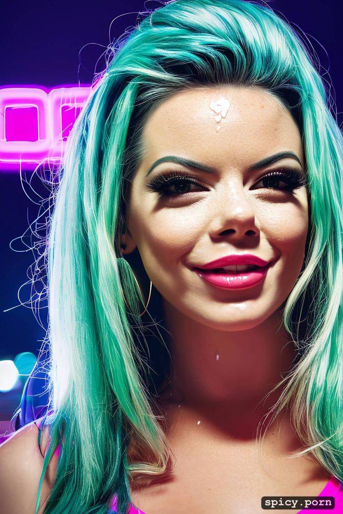 emma stone has c cup boobs, neon lights, long hair, high makeup - #main