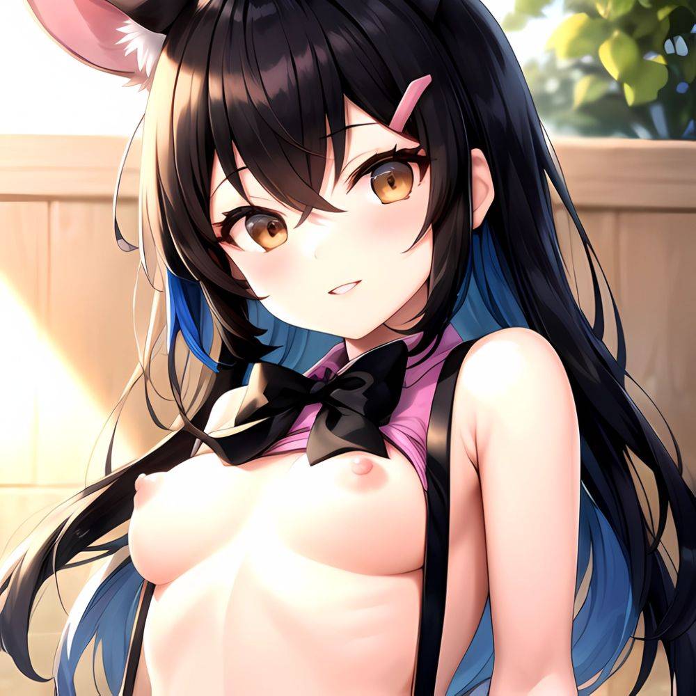 1girl Aardvark Kemono Friends Animal Ears Bare Shoulders Black Bow Black Bowtie Black Hair Bow Bowtie Breasts Brown Eyes Cropped, 3606179831 - AIHentai - #main