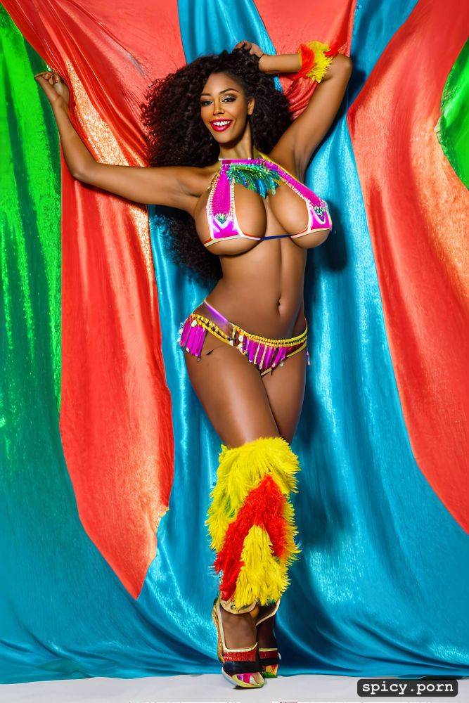 color portrait, huge natural boobs, 31 yo beautiful performing brazilian carnival dancer - #main