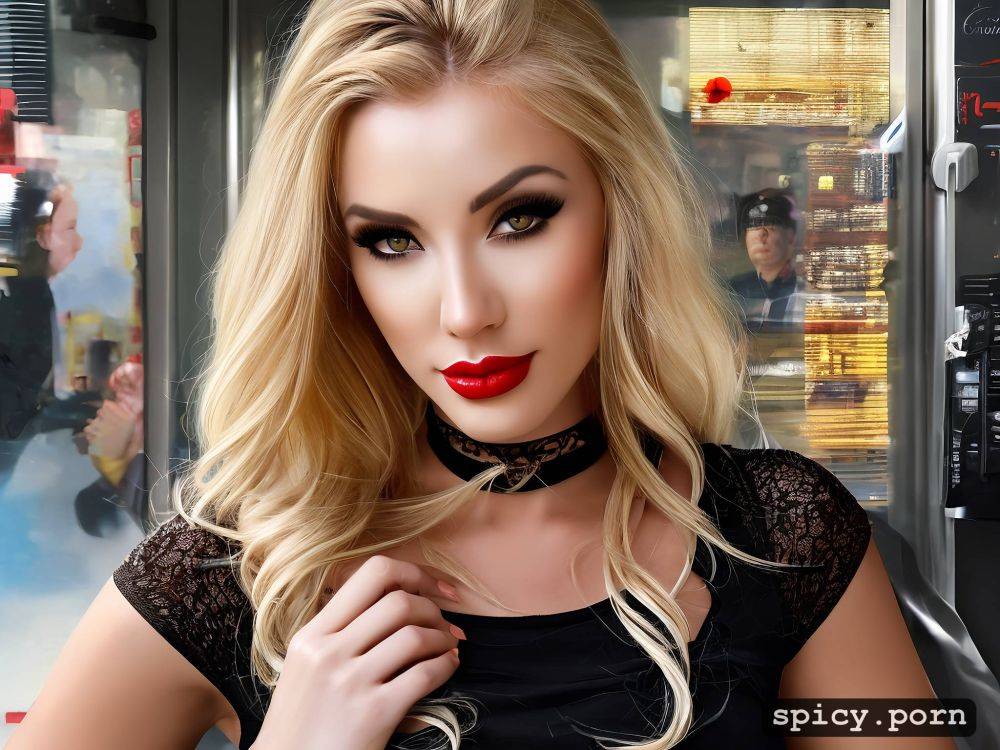 piercing pussy lips, long blonde hair, walking towards camera - #main