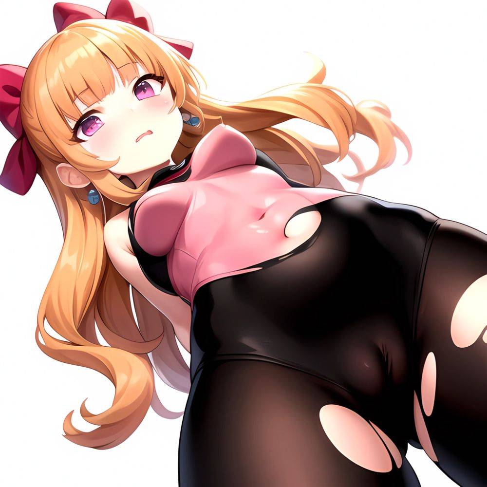 1girl Akazutsumi Momoko Blunt Bangs Bow Covered Navel Earrings Female Focus From Below Hair Bow Hyper Blossom Kndhentai Leotard, 2418810275 - AIHentai - #main