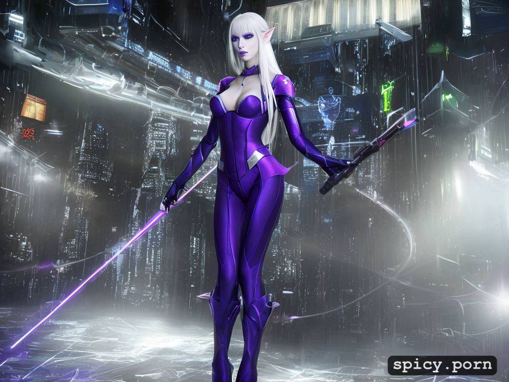 white eyebrows, 23 yo, long straight white hair, perfect slim albino female elf - #main