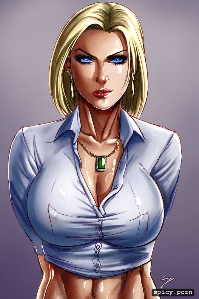 no bra, white tanned skin, gorgeous face, necklace, realistic look - #main