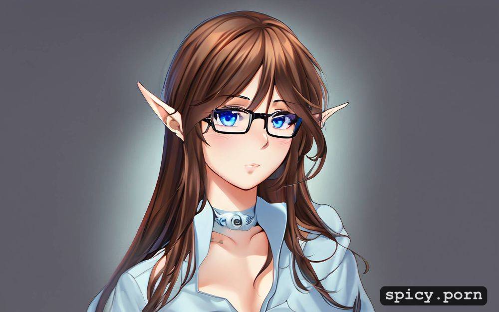 elf ears, brown hair, wear glasses, blue eyes - #main