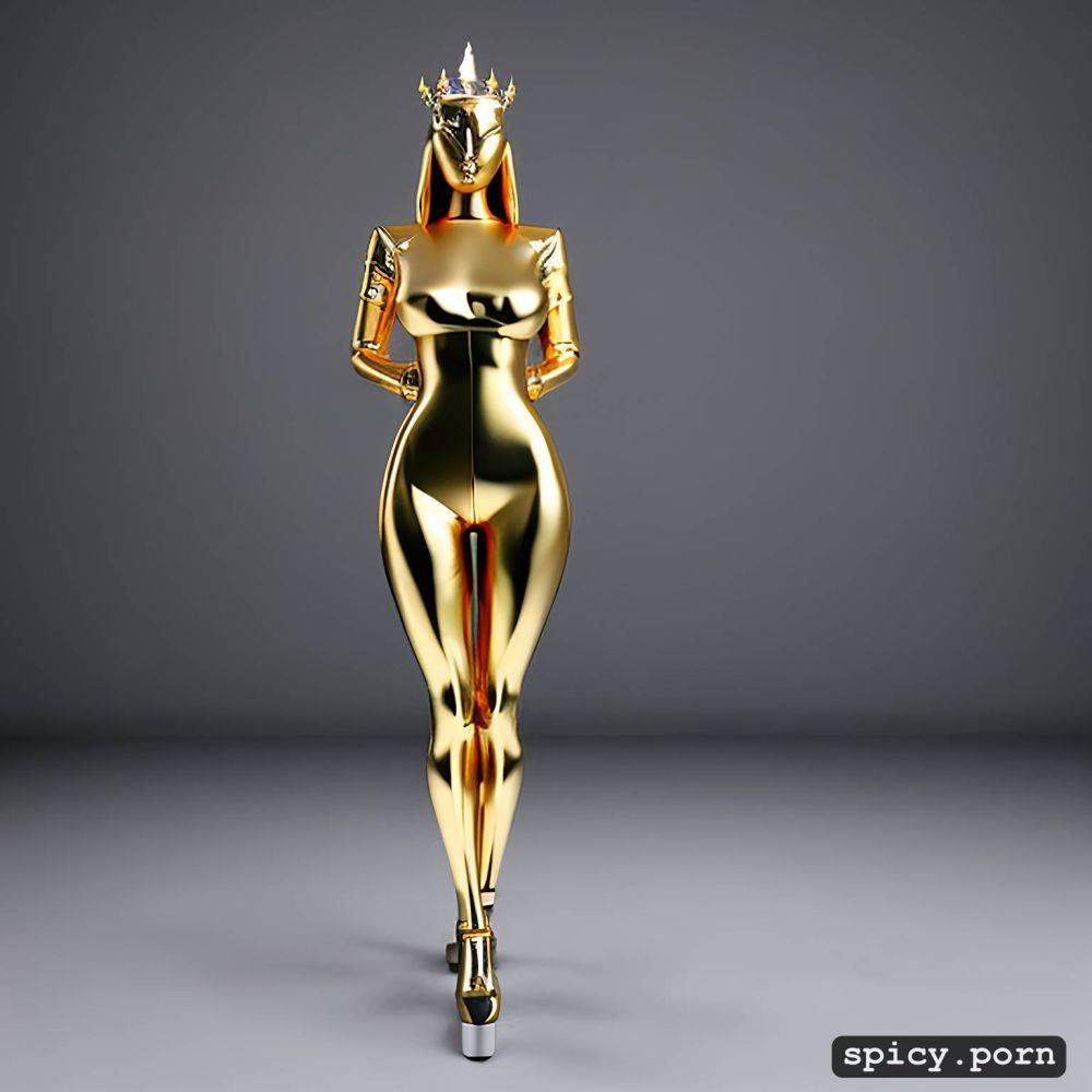 one women, symmetric boobs, fully silver metal skin, nsfw, full height - #main