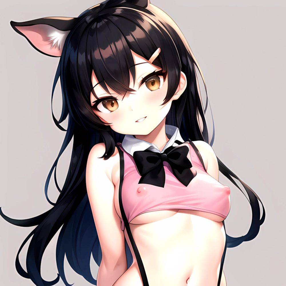 1girl Aardvark Kemono Friends Animal Ears Bare Shoulders Black Bow Black Bowtie Black Hair Bow Bowtie Breasts Brown Eyes Cropped, 2429599849 - AIHentai - #main