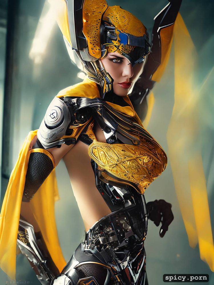 strong warrior robot, vibrant, intricate, precise lineart, female - #main